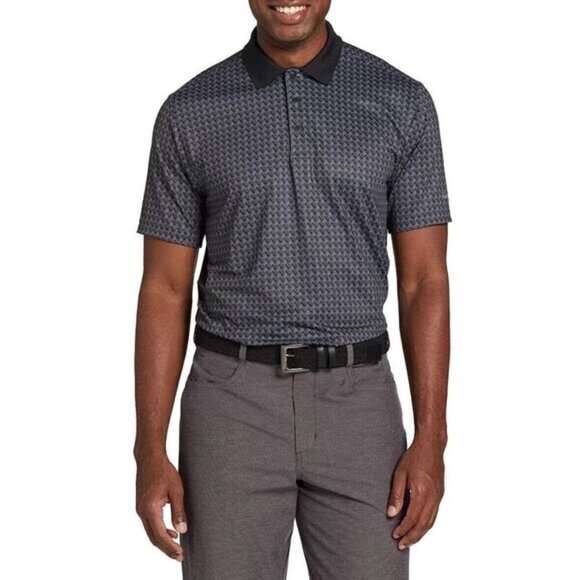 Walter Hagen P11 Novelty Print Houndstooth Dark Grey Golf Polo Shirt Size S NWT - Picture 1 of 11